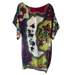 Cache | Size S Vintage 100% Silk Floral Dress Bohemian Boho Festival Coachella